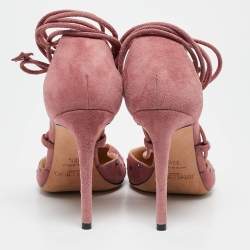 Jimmy Choo Pink Suede Star Studded Ankle Wrap Pumps Size 38.5