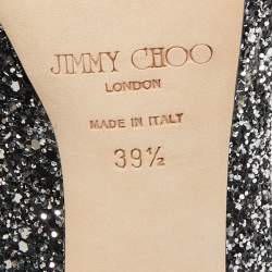 Jimmy Choo Silver/Black Glitter Cosmic Platform Pumps Size 39.5