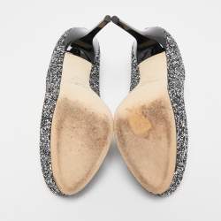Jimmy Choo Silver/Black Glitter Cosmic Platform Pumps Size 39.5