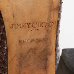 Jimmy Choo Brown Python Leather Peep Toe Pumps Size 41