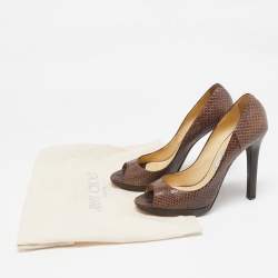Jimmy Choo Brown Python Leather Peep Toe Pumps Size 41