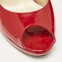 Jimmy Choo Red Patent Leather Quiet Peep Toe Pumps Size 38