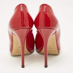 Jimmy Choo Red Patent Leather Quiet Peep Toe Pumps Size 38