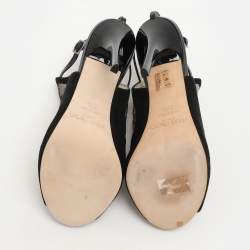 Pre Owned Jimmy Choo Black Lace and Suede Slingback Sandals Size 37.5