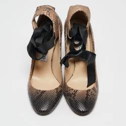 Jimmy Choo Two Tone Snakeskin Leather Ankle Strap Pumps Size 39