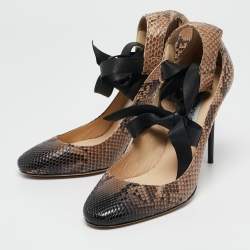 Jimmy Choo Two Tone Snakeskin Leather Ankle Strap Pumps Size 39
