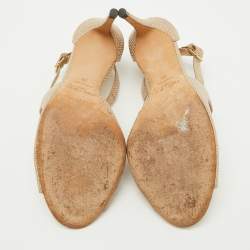 Jimmy Choo Beige Textured Leather Emily Cross Strap Sandals Size 39