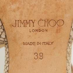 Jimmy Choo Beige Textured Leather Emily Cross Strap Sandals Size 39
