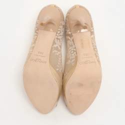 Jimmy Choo Beige Lace Luna Peep Toe Pumps Size 36.5