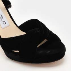 Jimmy Choo Black Velvet Marion Ankle Strap Sandals Size 36