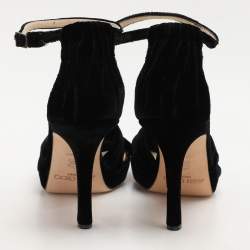 Jimmy Choo Black Velvet Marion Ankle Strap Sandals Size 36