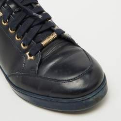 Jimmy Choo Navy Blue Leather Low Top Sneakers Size 38
