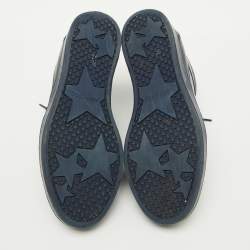 Jimmy Choo Navy Blue Leather Low Top Sneakers Size 38