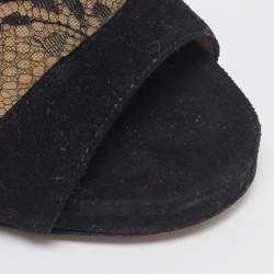 Pre Owned Jimmy Choo Black Lace and Suede Flyte Sandals Size 40