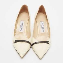 Pre Owned Jimmy Choo Cream Patent Leather Rosalie Pumps Size 36