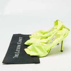 Pre Owned Jimmy Choo Green Fabric Slingback Sandals Size 37.5