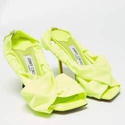 Pre Owned Jimmy Choo Green Fabric Slingback Sandals Size 37.5