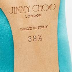 Jimmy Choo Blue Satin Crystal Embellished Pumps Size 38.5