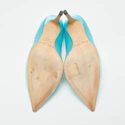 Jimmy Choo Blue Satin Crystal Embellished Pumps Size 38.5