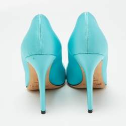 Jimmy Choo Blue Satin Crystal Embellished Pumps Size 38.5