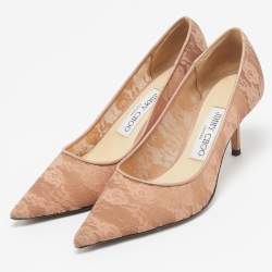 Jimmy Choo Pink Lace and Mesh Love Pumps Size 36