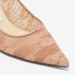 Jimmy Choo Pink Lace and Mesh Love Pumps Size 36