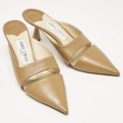 Jimmy Choo Brown Leather Zalea Mules Size 37