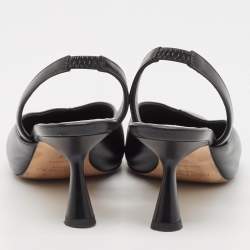 Pre Owned Jimmy Choo Black Leather Maryanne Pointed Toe Slingback Pumps Size 36