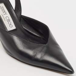 Pre Owned Jimmy Choo Black Leather Maryanne Pointed Toe Slingback Pumps Size 36