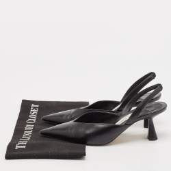 Pre Owned Jimmy Choo Black Leather Maryanne Pointed Toe Slingback Pumps Size 36