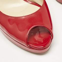 Jimmy Choo Red Patent Leather Clue Peep Toe Slingback Pumps Size 39