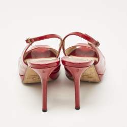 Jimmy Choo Red Patent Leather Clue Peep Toe Slingback Pumps Size 39