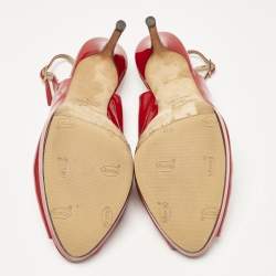 Jimmy Choo Red Patent Leather Clue Peep Toe Slingback Pumps Size 39
