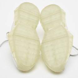 Pre Owned Jimmy Choo White/Silver Leather Diamond Low Top Sneakers Size 37