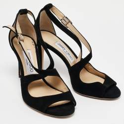مملوكة مسبقًا Jimmy Choo Black Suede Emily Sandals Size 37.5