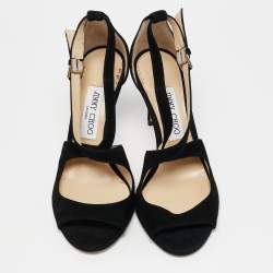 مملوكة مسبقًا Jimmy Choo Black Suede Emily Sandals Size 37.5