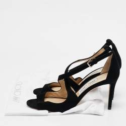 مملوكة مسبقًا Jimmy Choo Black Suede Emily Sandals Size 37.5