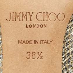 Pre Owned Jimmy Choo Silver Coarse Glitter Romy Pointed Toe Pumps Size 38.5