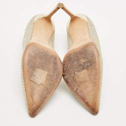 Pre Owned Jimmy Choo Silver Coarse Glitter Romy Pointed Toe Pumps Size 38.5