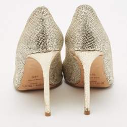 Pre Owned Jimmy Choo Silver Coarse Glitter Romy Pointed Toe Pumps Size 38.5