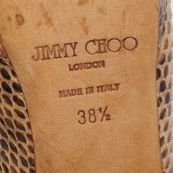 Jimmy Choo Two  Tone Python Leather Peep Toe Platform Nova Slingback Sandals Size 38.5