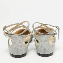 Jimmy Choo Silver Glitter Lancer Flats Size 36