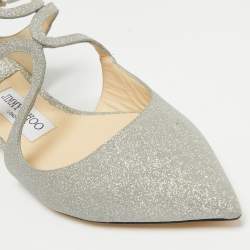 Jimmy Choo Silver Glitter Lancer Flats Size 36
