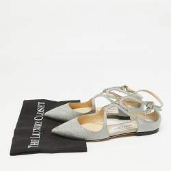 Jimmy Choo Silver Glitter Lancer Flats Size 36
