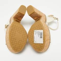 Jimmy Choo Cream Leather Wedge Cork Platform Sandals Size 37