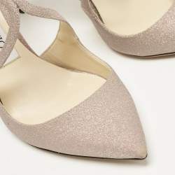 Pre Owned Jimmy Choo Beige Glitter Lancer Pumps Size 37.5