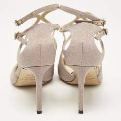 Pre Owned Jimmy Choo Beige Glitter Lancer Pumps Size 37.5