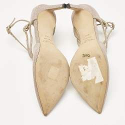Pre Owned Jimmy Choo Beige Glitter Lancer Pumps Size 37.5