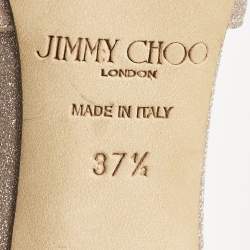 Pre Owned Jimmy Choo Beige Glitter Lancer Pumps Size 37.5