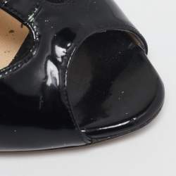 Pre Owned Jimmy Choo Black Cut out Patent Leather Peep Toe Pumps Size 38.5